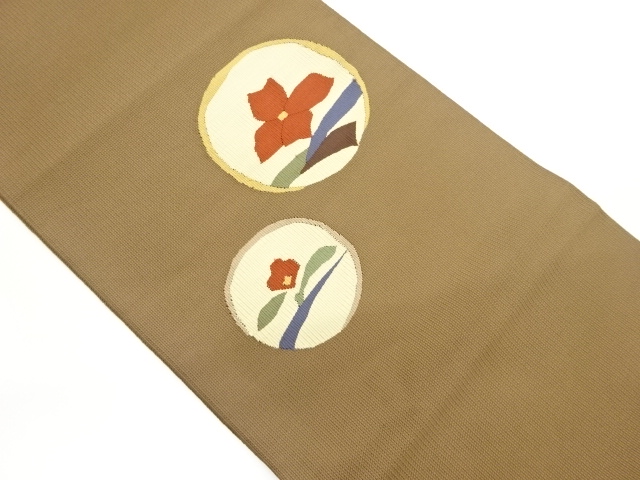 JAPANESE NAGOYA OBI / WOVEN ABSTRACT LEAVES